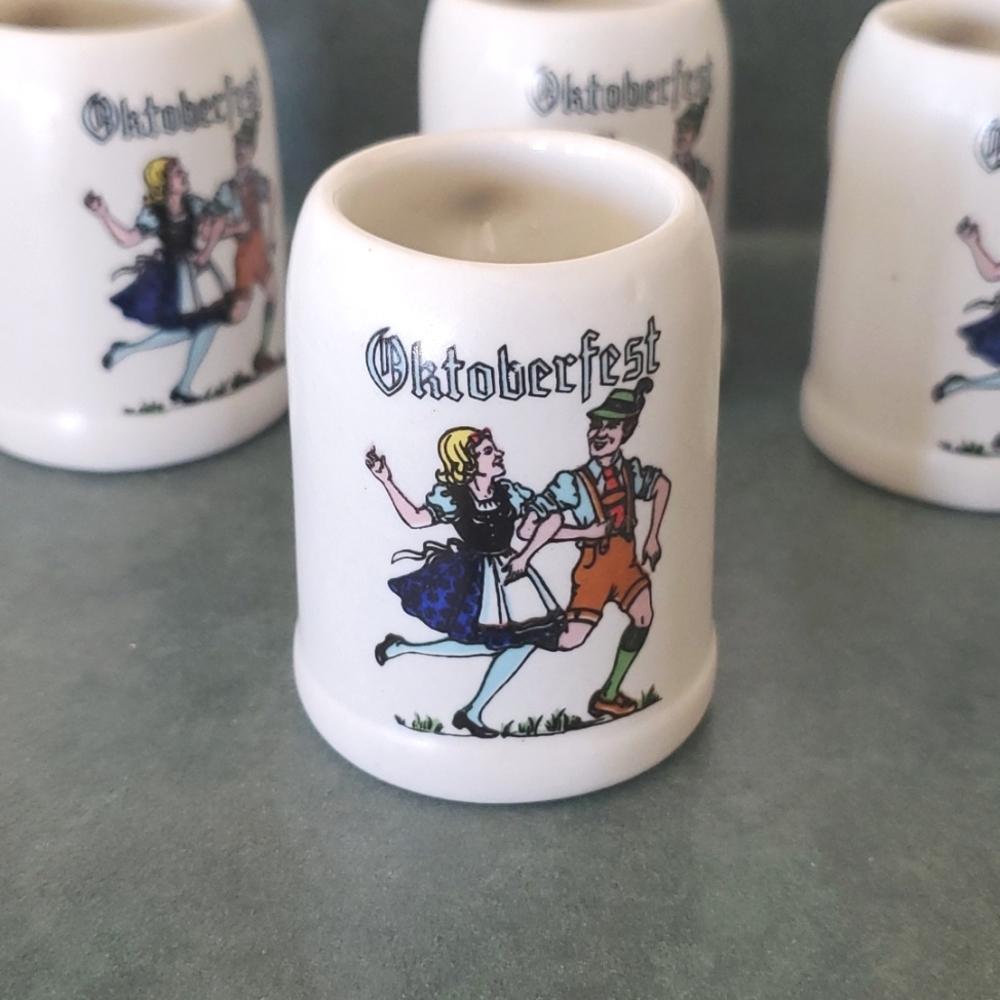 Vintage Miniature Oktoberfest Beer Mug Shot Glass Ceramic - Lot of 4